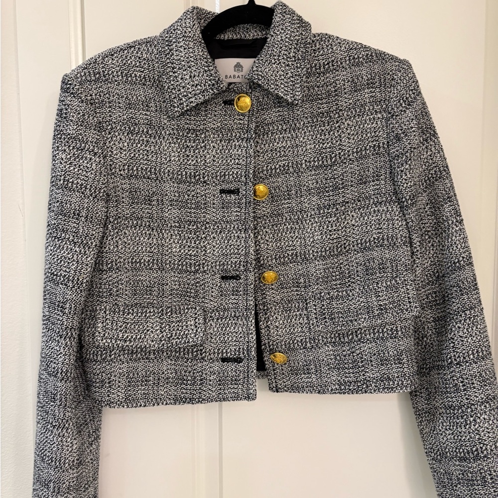 Babaton Black and White Tweed Blazer